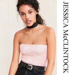 Jessica McClintock Gunne Sax Pink Sequin Tube Top